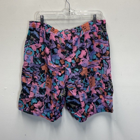 Reebok Sport Shorts Geometric Print Mens Size Large Nylon Vintage 90s - Picture 6 of 6